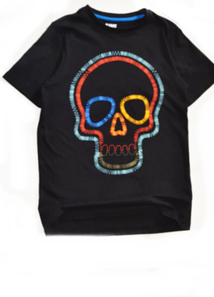 Черная футболка с черепом f&amp;f на мальчика 10-11 лет