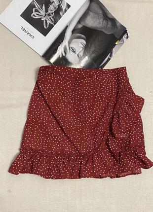 Shein замечательная красная в белый горошек мини-юбка как новая.