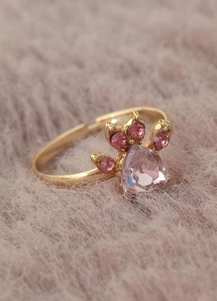 Кольцо "лапка", колечко с лапкой, кольца, золото, розовое золо...