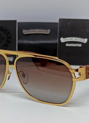 Chrome hearts чоловічі сонцезахисні окуляри коричневі в золоти...