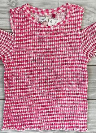 Летняя футболка резинка на девочку розовая 4-5 р 110 см