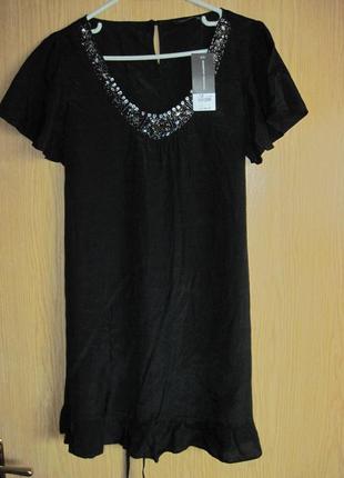 Новое черное платье с вышивкой бисером "dorothy perkins" р. 46