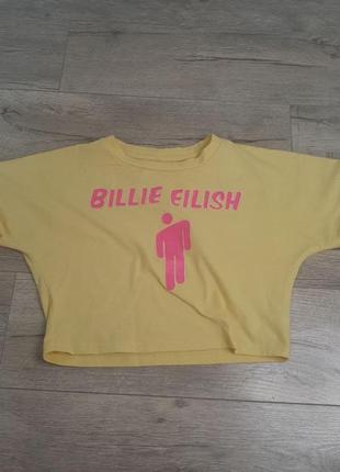Детская футболка/топ короткая желтая для девочки 9-11 лет