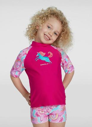 Speedo футболка для плавания рашгард девочке 3-4г 98-104см