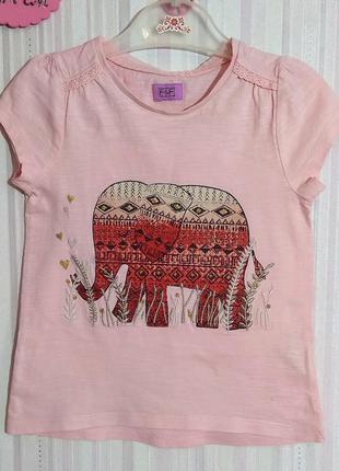 Светло-розовая футболка со слоном f&f р. 18-24 мес