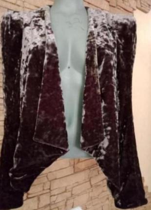 Женский винтажный велюровый жакет, батал,50-52 размер