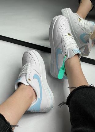 Кросівки nike air force 1 low white / blue | найк ейр форс