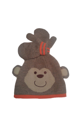 Теплая детская шапка с рукавичками 12-24М.