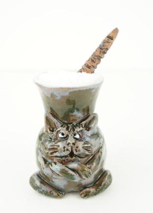 Керамическая солонка кот