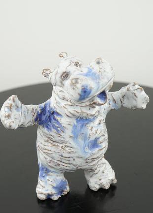 Статуетка бегемота біло-синього декор бегемот hippopotamus fig...