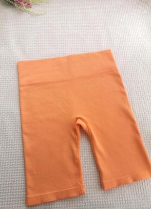 Безшовные велосипедки в рубчик/оранжевые шорты