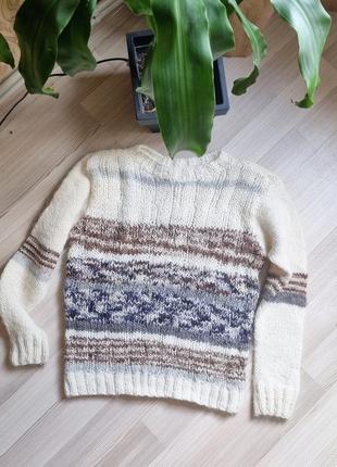 Шерстяной вязаный тёплый мужской свитер