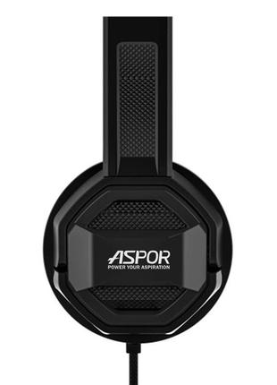 Навушники накладні з мікрофоном Aspor S102 (2м)- чорний 965090
