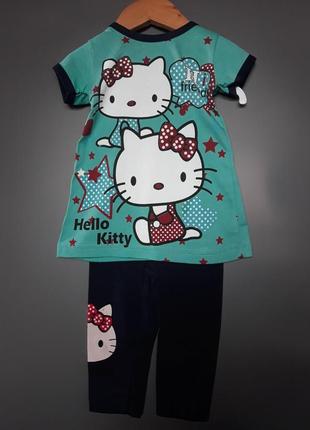 Костюм, комплект: футболка и лосины kitty / турция
