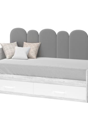 Ліжко з м'якою спинкою "Софі" Аляска Біле з малюнком