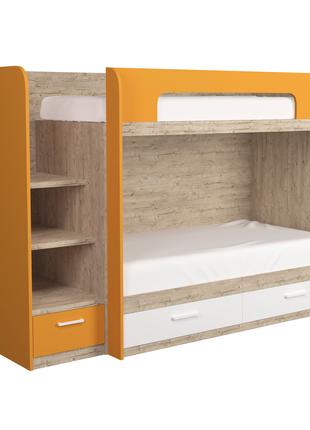 Двухъярусная кровать Дуб Шервуд с оранжевым