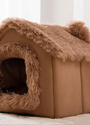 Будинок (лежанка) для котів і маленьких собак із м'якою подушкою