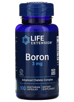 Бор, 3 мг, Boron, Life Extension, 100 вегетаріанських капсул