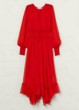 Красное шифоновое платье 46-50