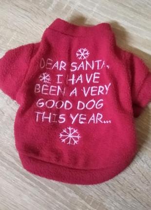 Кофточка теплая на собачке с новогодней надписью
