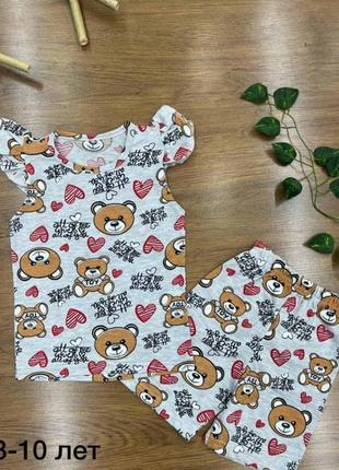 Комплект детский (футболка + шорты) ercan bear 110 см серый
