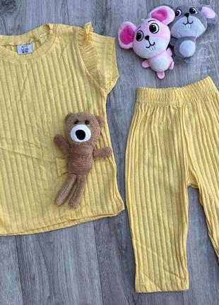 Комплект (футболка + брюки) papiy kids мишка 122 см желтый