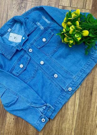 Куртка джинсовая детская momodo букет 110-116 см голубая