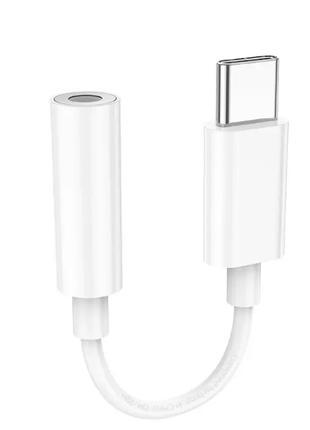 Переходник адаптер Hoco USB Type-C AUX 3,5 mm female 8 cм Whit...