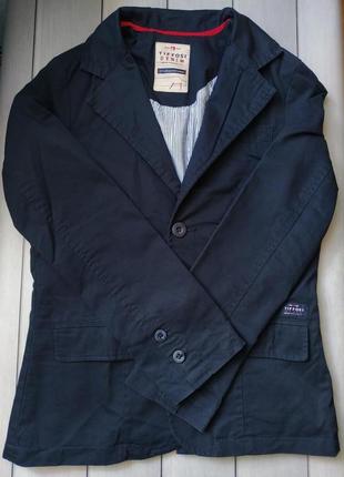 Коттоновый детский пиджак tiffosi 9-10 лет 140 синего цвета
