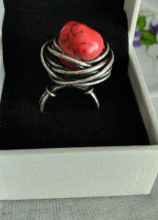 Кольцо кольцо с яшмой красной ручная работа