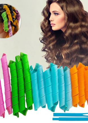 Мягкие бигуди для волос "Hair Wavz" Разноцветные, спиральные б...