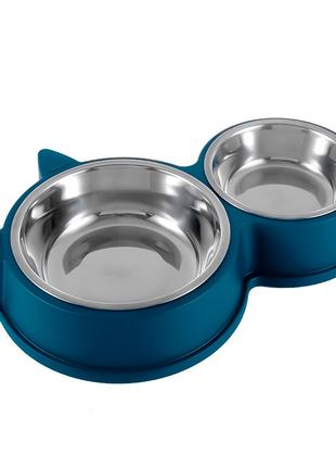 Миска для кошек Taotaopets 132215 Blue с металлической миской ...