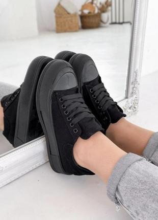 Черные текстильные кеды женские кроссовки