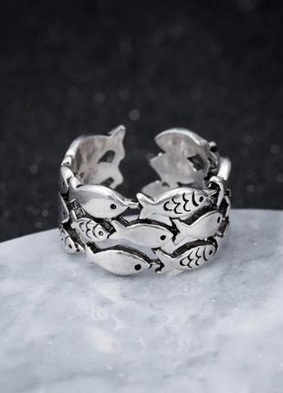 Стильное кольцо с рыбками, кольцо "рыбки", колечко, подарок, у...