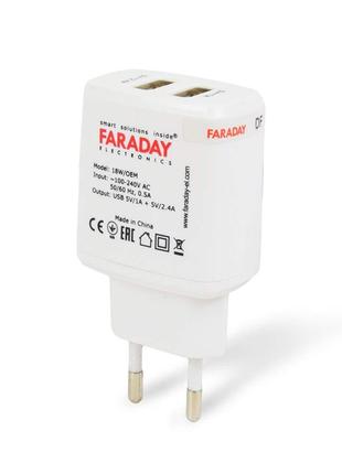 Блок живлення Faraday Electronics 18W/OEM з 2 USB виходами 5V/...