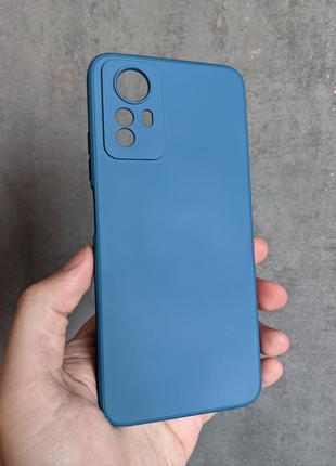 Силиконовый чехол для Xiaomi Redmi Note 12s Синий микрофибра s...