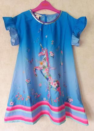 Брендовое легкое платье для девочки monsoon на 5-6 лет, новое.