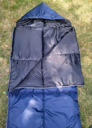 Спальний мішок ЛІТО (ковдра з капюшоном), Синій, ширина 100 см