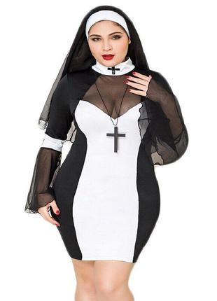 Эротический костюм монашки JSY «Грешница Лола» Plus Size Black...