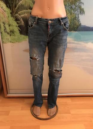 Брюки fashion 29 размер, джинсы с разрезами