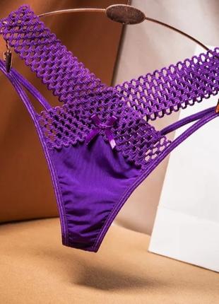 Интимные трусики фиолетовые, размер универсальный, резинка до 100