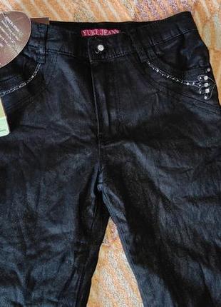 Штаны, джинсы утепленные черные зимние на флисе yuke jeans