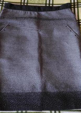 Тёплая зимняя юбка черно-серая с плавным переходом
