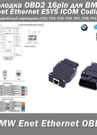 Колодка OBD2 16Pin для BMW Enet Ethernet ESYS iCOM Coding инте...