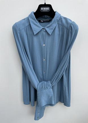 Zara блуза m s 36 38 голубая кроп