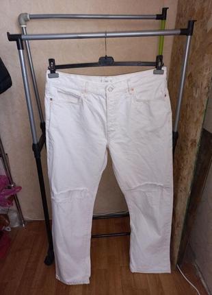 Белоснежные прямые джинсы mng denim 52 размер
