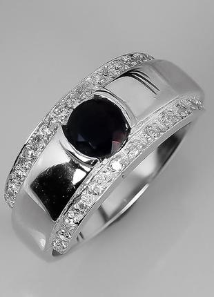 Серебряное кольцо с натуральным черным опалом