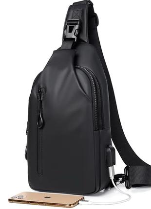 Мужская качественая сумка-рюкзак, черная, новая