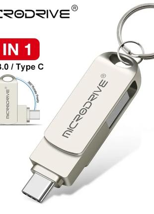 USB Флешка 2в1 MicroDrive 64GB Type-C USB 3.0 для телефона и к...
