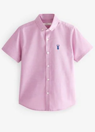 Розовая летняя рубашка next на мальчика 7 лет